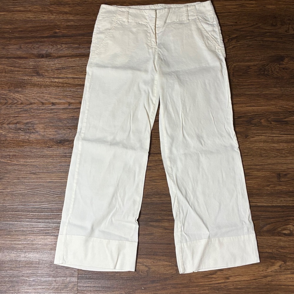 Theory Wide Leg Trousers‎ Women 00 White Low Rise Textured Pants